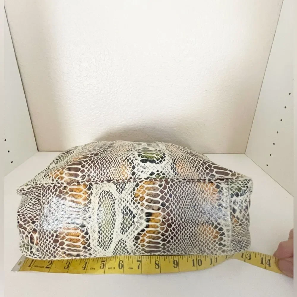 Vintage Sondra Roberts Brown and Black clutch purse with Exotic Snakeskin Print